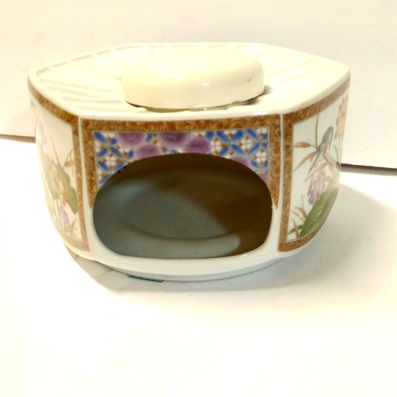 Vintage Amram's 2 PC Octagon Japanese Satsuma Candle Lamp Holder Tea Warmer ,Etc - Picture 1 of 7